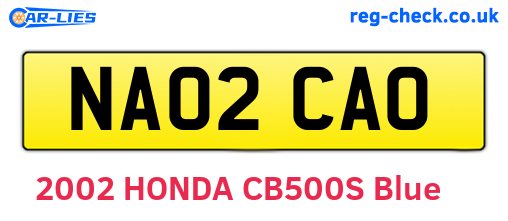 NA02CAO are the vehicle registration plates.