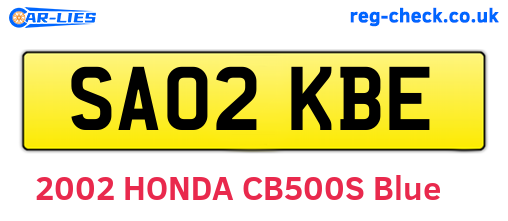 SA02KBE are the vehicle registration plates.