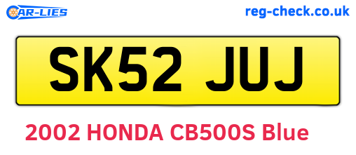 SK52JUJ are the vehicle registration plates.