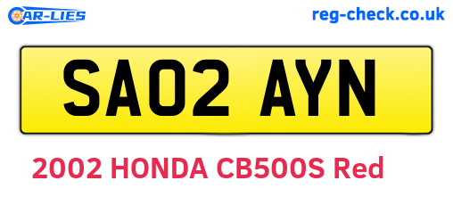 SA02AYN are the vehicle registration plates.