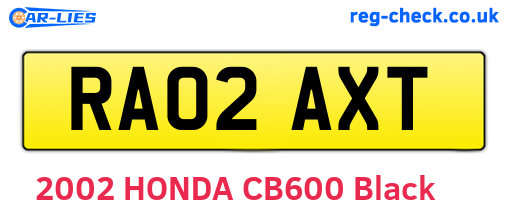 RA02AXT are the vehicle registration plates.