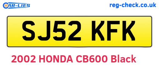 SJ52KFK are the vehicle registration plates.