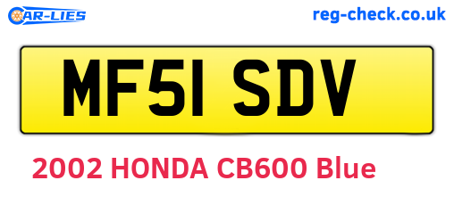 MF51SDV are the vehicle registration plates.