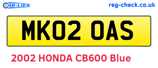 MK02OAS are the vehicle registration plates.