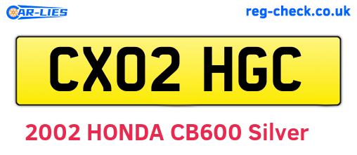 CX02HGC are the vehicle registration plates.