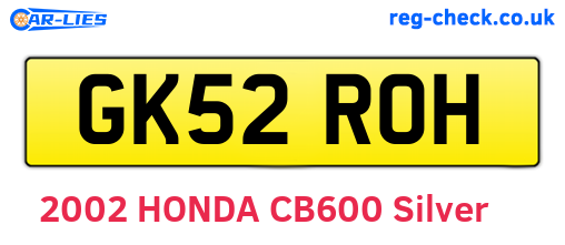 GK52ROH are the vehicle registration plates.