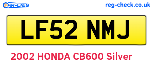 LF52NMJ are the vehicle registration plates.
