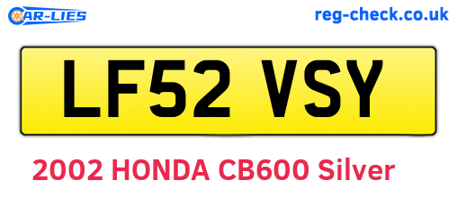 LF52VSY are the vehicle registration plates.