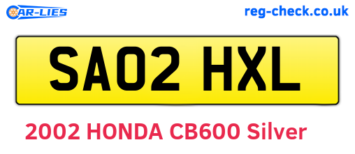 SA02HXL are the vehicle registration plates.