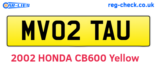 MV02TAU are the vehicle registration plates.