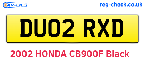 DU02RXD are the vehicle registration plates.
