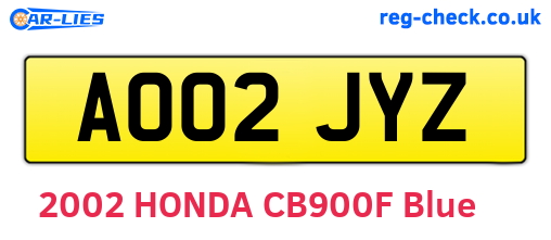 AO02JYZ are the vehicle registration plates.