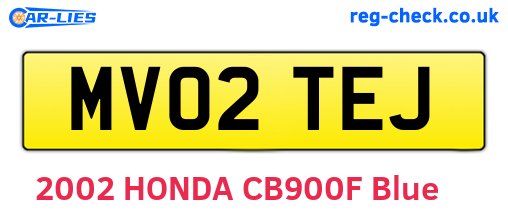 MV02TEJ are the vehicle registration plates.