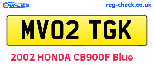 MV02TGK are the vehicle registration plates.