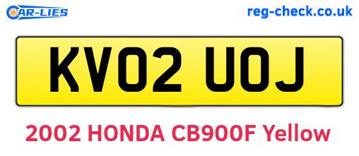 KV02UOJ are the vehicle registration plates.