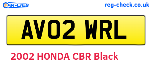 AV02WRL are the vehicle registration plates.