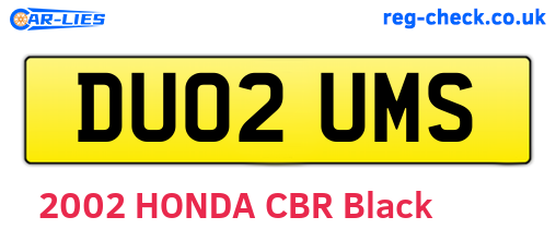 DU02UMS are the vehicle registration plates.