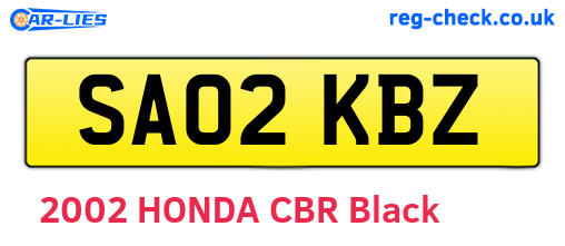 SA02KBZ are the vehicle registration plates.