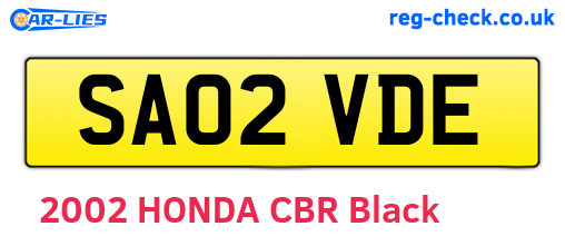 SA02VDE are the vehicle registration plates.