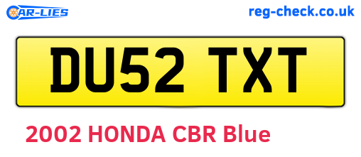 DU52TXT are the vehicle registration plates.