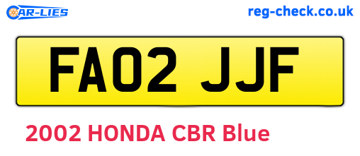 FA02JJF are the vehicle registration plates.
