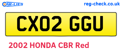 CX02GGU are the vehicle registration plates.
