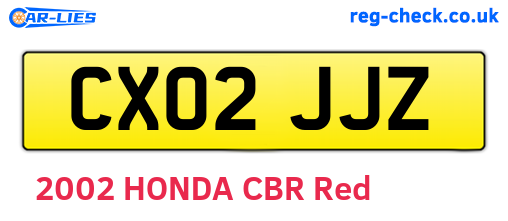 CX02JJZ are the vehicle registration plates.