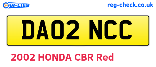 DA02NCC are the vehicle registration plates.