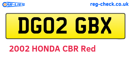 DG02GBX are the vehicle registration plates.
