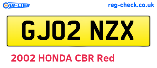 GJ02NZX are the vehicle registration plates.