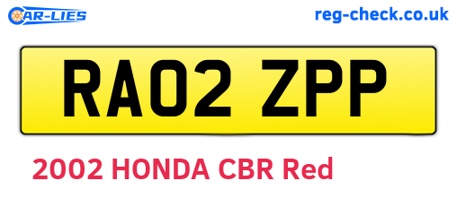 RA02ZPP are the vehicle registration plates.