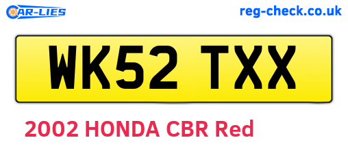 WK52TXX are the vehicle registration plates.