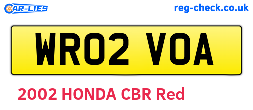 WR02VOA are the vehicle registration plates.