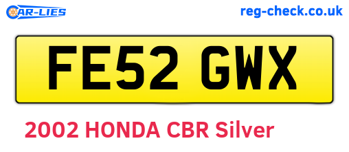 FE52GWX are the vehicle registration plates.