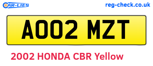 AO02MZT are the vehicle registration plates.