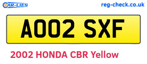 AO02SXF are the vehicle registration plates.