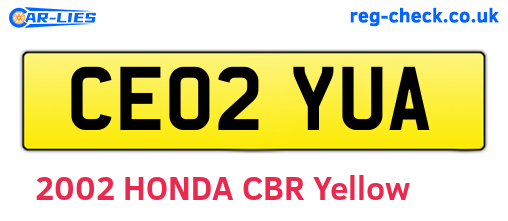 CE02YUA are the vehicle registration plates.