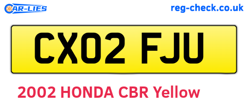 CX02FJU are the vehicle registration plates.