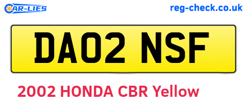 DA02NSF are the vehicle registration plates.