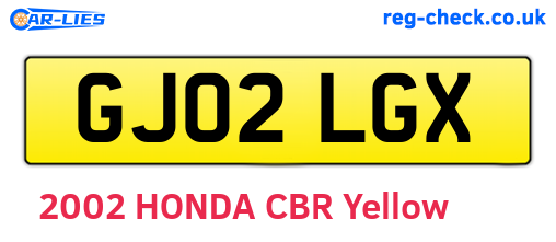 GJ02LGX are the vehicle registration plates.