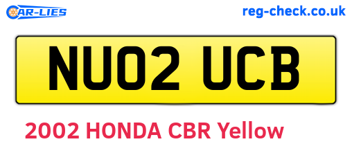 NU02UCB are the vehicle registration plates.