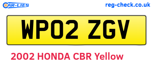 WP02ZGV are the vehicle registration plates.