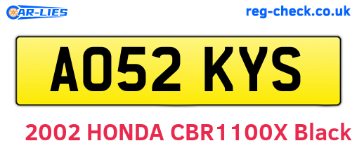 AO52KYS are the vehicle registration plates.