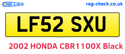 LF52SXU are the vehicle registration plates.