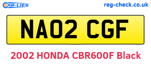 NA02CGF are the vehicle registration plates.