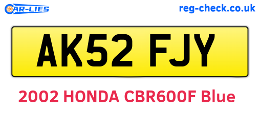 AK52FJY are the vehicle registration plates.