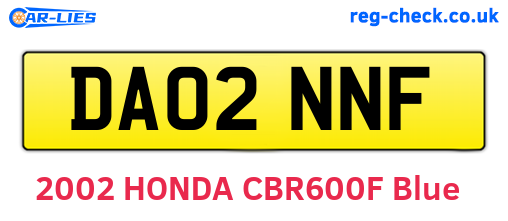 DA02NNF are the vehicle registration plates.