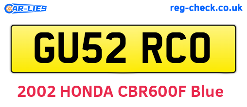 GU52RCO are the vehicle registration plates.