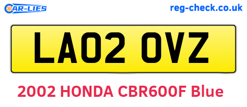 LA02OVZ are the vehicle registration plates.