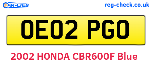 OE02PGO are the vehicle registration plates.